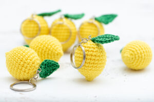 Citrom - horgolt kulcstartó