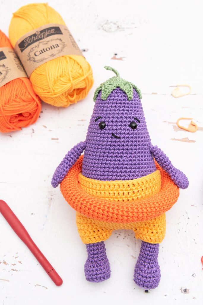 Padlizsán amigurumi - ingyenes horgolás minta