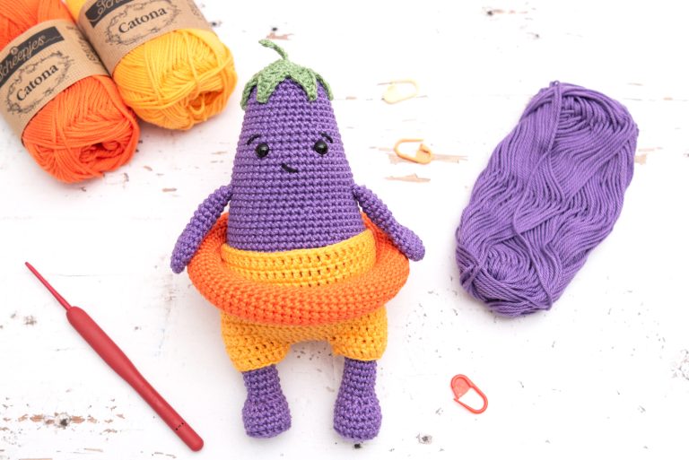 Padlizsán amigurumi - ingyenes horgolás minta