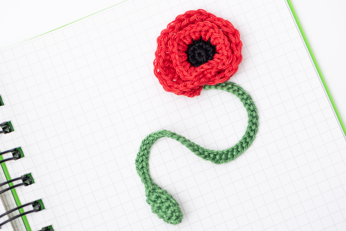 Pipacs könyvjelző - ingyenes horgolásminta