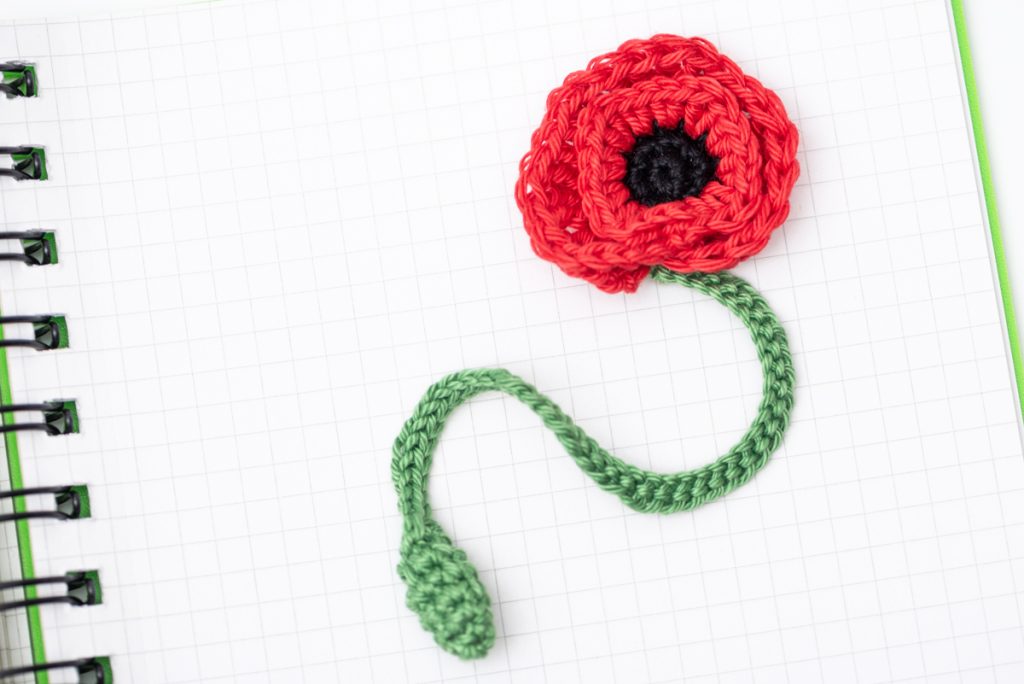 Pipacs könyvjelző - ingyenes horgolásminta